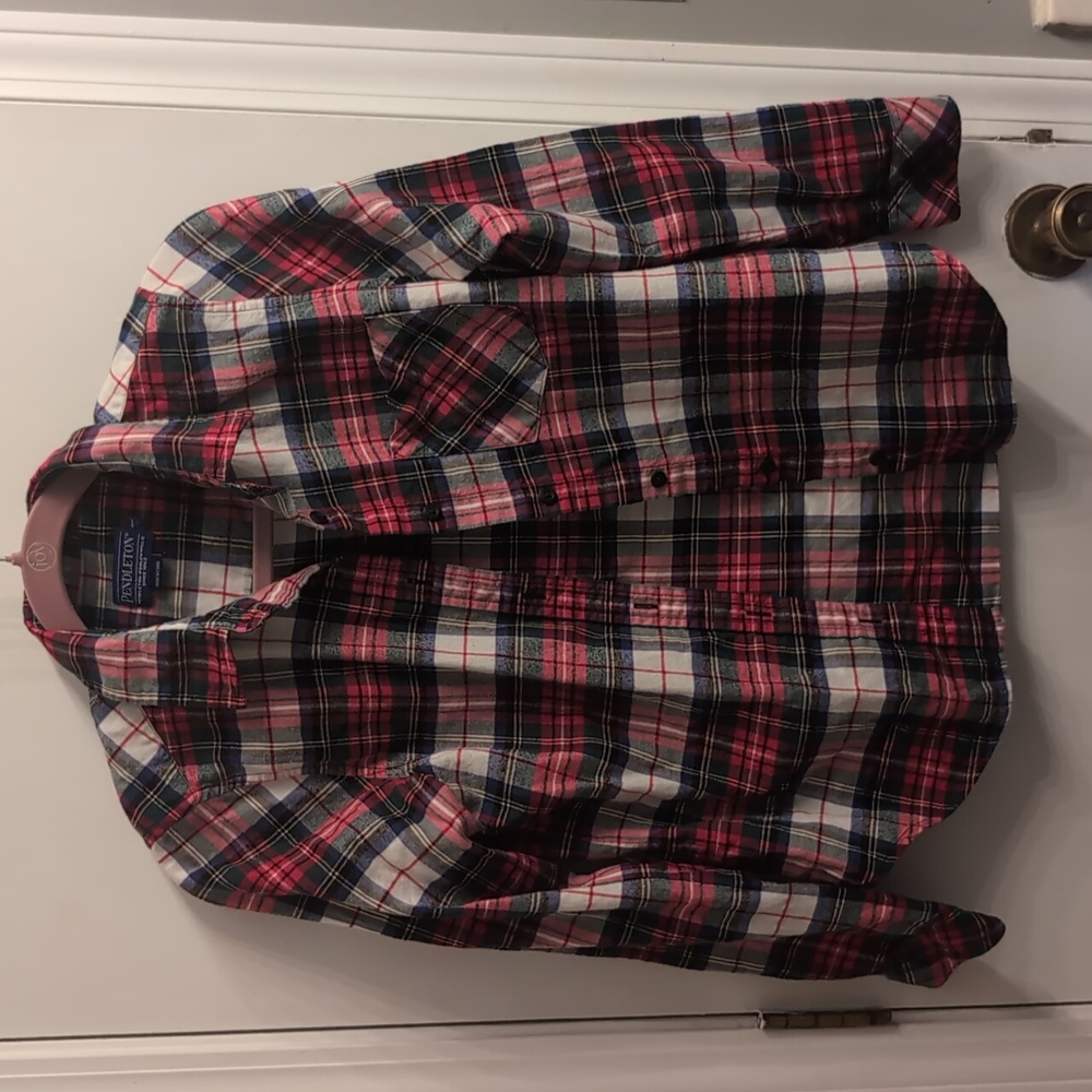 Pendleton Women's Plaid Button-Down Shirt Holiday Small Petite